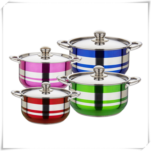 410 Stainless Steel Silver Suit Double Bottom Household Kitchen Utensils Pot with Hollow Ear Silver Colors Pot in Stock