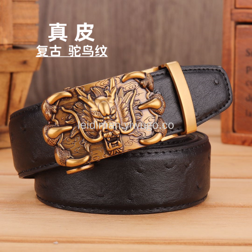 Factory Direct Men‘s Leather Belt Automatic Buckle Business Belt Men‘s Cowhide Belt Wholesale Antique Belt