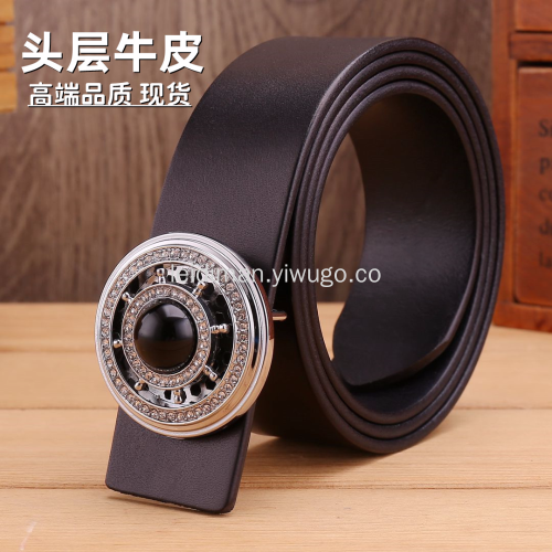 Factory Wholesale Genuine Leather Smooth Buckle First Layer Cow Belt Genuine Leather Belt Korean Style Couple Belt