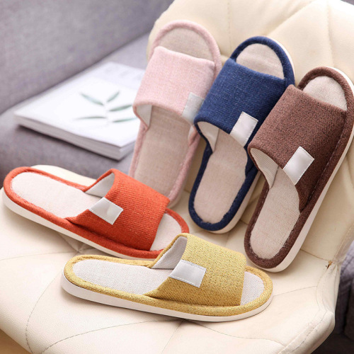 2022 New Cotton and Linen Slippers Female Online Influencer Household Linen Four Seasons Home Thick Bottom Japanese Spring and Autumn Floor Slippers