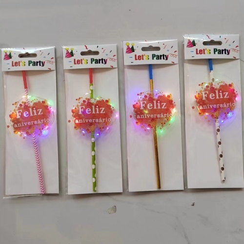 Cake Candle Single OPP Bag Packaging Cake with Light Power Strip Integrated Birthday Party Cake Decoration Candle