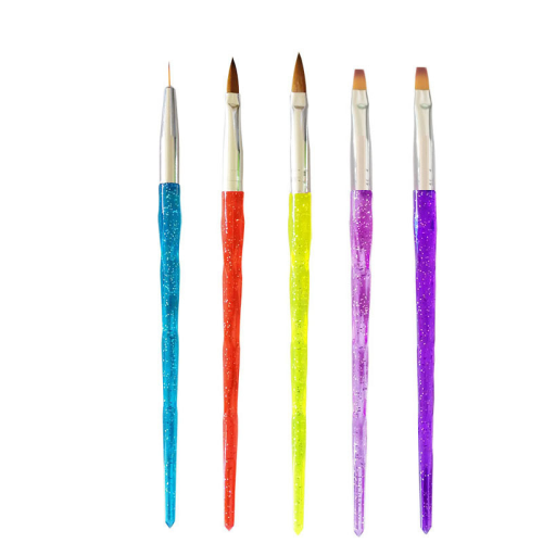 Shimmering Powder Sequins Rod Crystal Pen Carved Pen Fluoresent Marker 5 Sets Manicure Implement DIY Manicure Set