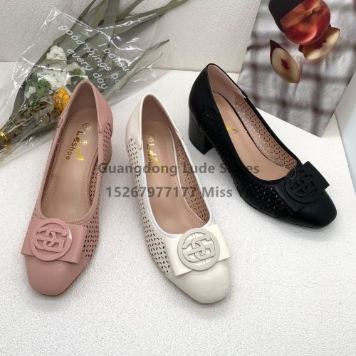 high heel chunky heel simple and comfortable new summer spring and autumn design pumps guangzhou women‘s shoes handcraft shoes