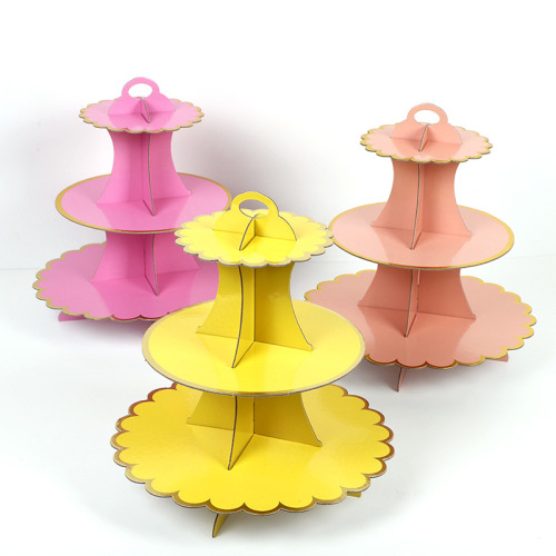 Disposable Three-Layer Birthday Party Wedding Decoration Arrangement Dessert Table Display Stand Party Supplies Paper Cake Stand 