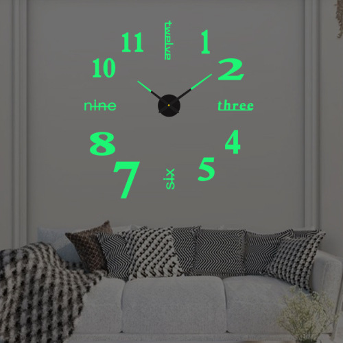 Large Sized Creative Luminous Noiseless Hanging Clock DIY Living Room Stereo Decorative Clock Digital Clock Acrylic Wall Stickers Clock