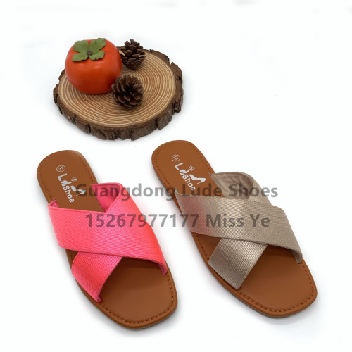 new comfort all-matching slippers guangzhou women‘s shoes elegant flat non-slip sole design sense handcraft shoes