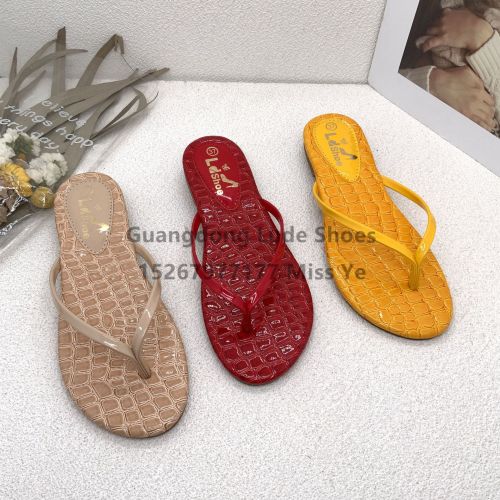 Summer New Stone Pattern Flip Flops Simple and Comfortable Casual Outerwear Women‘s Slippers Guangzhou Women‘s Shoes Craft Shoes