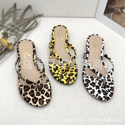 summer new flat slippers leopard print european and american style flip flops casual all-match guangzhou women‘s shoes craft shoes sandals