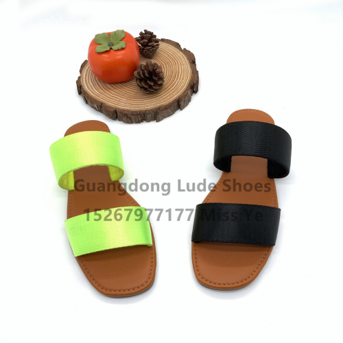 foreign Trade New Sandals Comfortable Simple Versatile Casual Slippers Guangzhou Women‘s Shoes Craft Shoes One-Line Flat Slippers