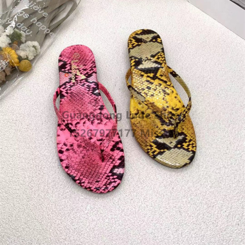 new summer flat slippers casual snake pattern fashion european and american style flip-flops guangzhou women‘s shoes handcraft shoes