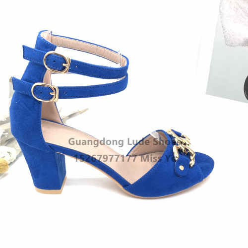 summer high heel sandals for women chunky heel simple comfortable metal buckle european and american mature fashion guangzhou women‘s shoes craft shoes