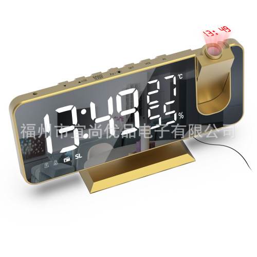 cross-border patent new radio projection alarm clock led large screen display temperature and humidity electronic clock digital alarm clock