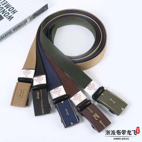 nylon canvas texture belt men‘s alloy automatic buckle fashion jeans belt multi-color outdoor sports belt