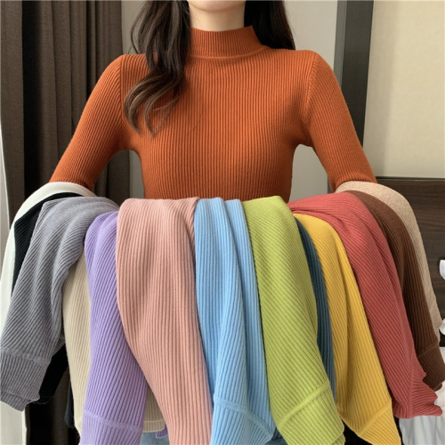 factory direct sales cheap hot sale women‘s pullover sweater winter miscellaneous korean style women‘s clothing tight bottoming sweater tail goods