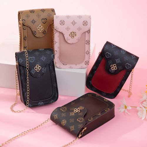 guangzhou foreign trade korean printed women‘s small bag wholesale 2022 summer and autumn new personalized bag cover plum blossom mobile phone bag