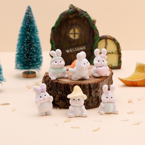 Xinnong Cute Mini Girl heart Bunny Resin Small Ornaments Creative Cake Car Decoration Children‘s Gifts