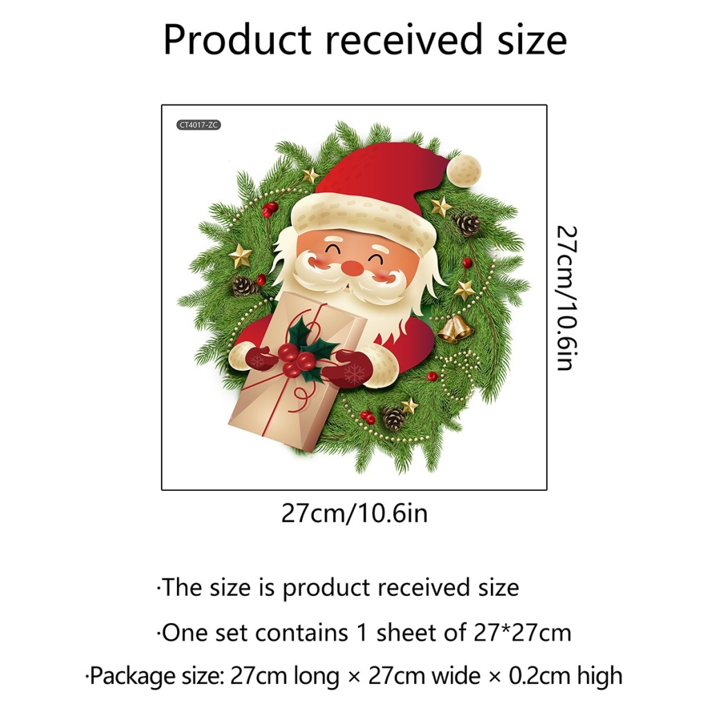 圣诞老人礼物圣诞节装饰墙贴纸玻璃房间装饰墙贴画厂家 htt详情1
