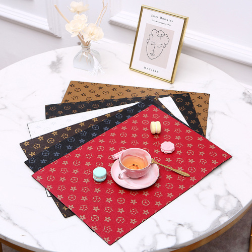 pattern light luxury fashion leather placemat double-sided waterproof heat insulation high temperature resistant hotel family tableware mat easy to clean