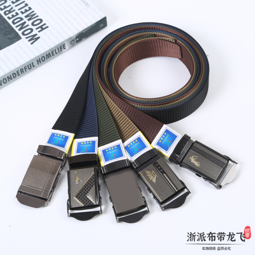 Multi-Color Nylon Canvas Texture Belt Alloy Automatic Buckle Fashion Jeans Strap All-Match Outdoor Sport Girdle Belt