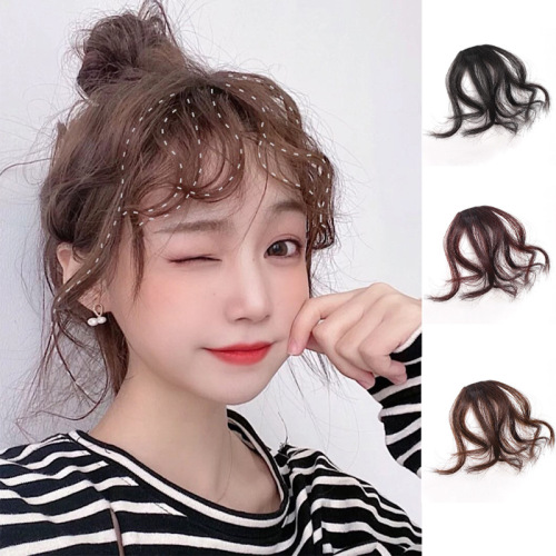 Bangs Wig Female 3D Wool Roll Air Bangs Hair Piece Beauty Fluffy Fake Bangs Pieces Natural Micro Roll Fake Bangs