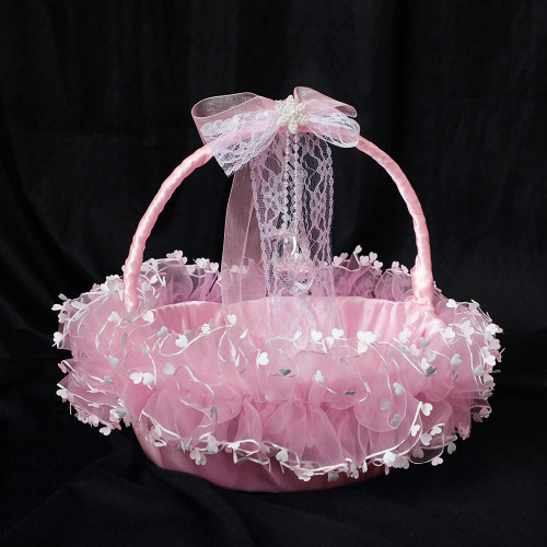 Western-Style Wedding Lace Bow Bridal Flower Basket Wedding Wedding Basket Wedding Wedding Supplies Storage Basket 