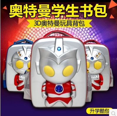 ultraman schoolbag 3d stereo backpack 4-6-8 years old baby backpack salted egg superman luminous children backpack