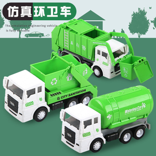 medium pull back inertial sanitation engineering vehicle garbage cleaning vehicle garbage classification toy vehicle sprinkler simulation toy