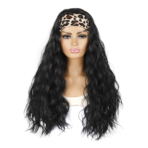 headwrap headband wig head cover long hair band headband big wave wig head cover body curved long curly hair head cover