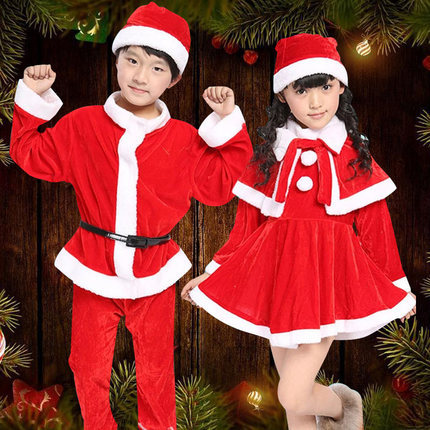 圣诞演出服儿童圣诞服饰圣诞节表演服圣诞老人套装