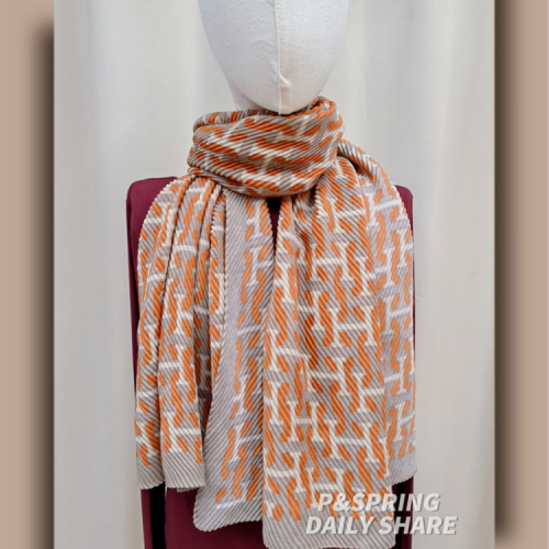 Letter Printed Cotton and Linen Feel Crumpled Scarf Foreign Trade Hot Selling Scarf Fashionable Warm Headcloth Shawl