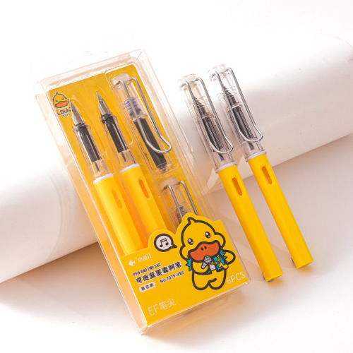 g. duck small yellow duck tip blue ink bag pen 2 pack student high-looking set office pen school