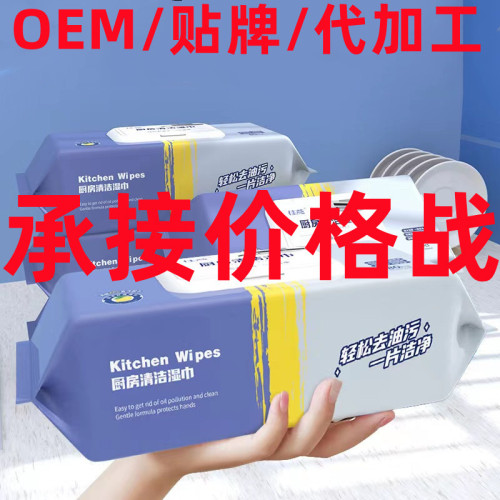 kitchen Wipes Factory 80-Piece Large Pack Kitchen Wipes Oil Removal Cleaning Thickened Wet Tissue Tissue Tissue Wholesale 