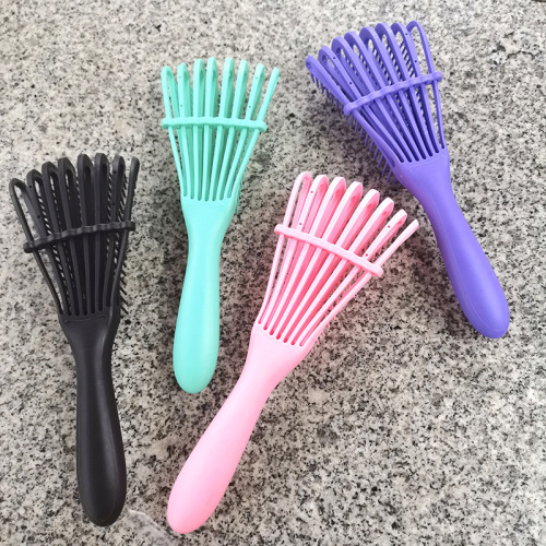 Wet and Dry Eight Claw Tangle Teezer Female Plastic Massage Comb Household Hairdressing Comb Multi-Function Hair Curling Comb Factory Wholesale 