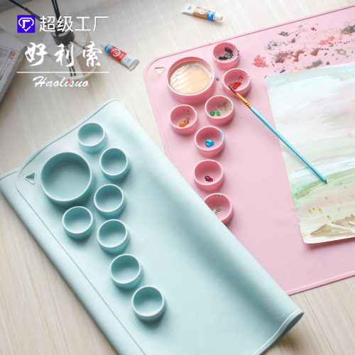 new hot children graffiti painting placemat portable heat insulation washable silicone pad baby out parent-child pad