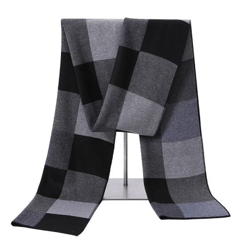 2022 New Korean Men‘s Scarf Winter Warm Plaid Thickened Business Knitted Cashmere-like Thick Scarf Tide