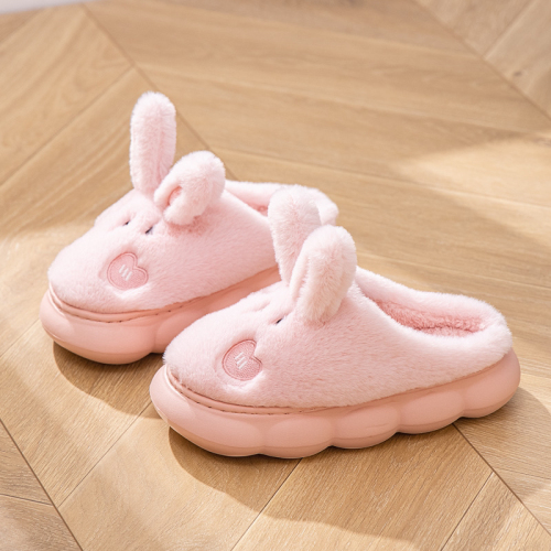 rabbit cotton slippers female winter cute cartoon thick bottom indoor home non-slip home slippers female winter new nm