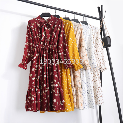 2022 new women‘s clothing group wholesale spring and summer stall women‘s clothing supply sweet thin floral dress for women