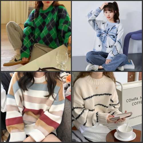 Stock Sweater Korean Style Women‘s Fashion Leisure Pullover Sweater Foreign Trade Export Live Stall Tail Goods Wholesale Supply