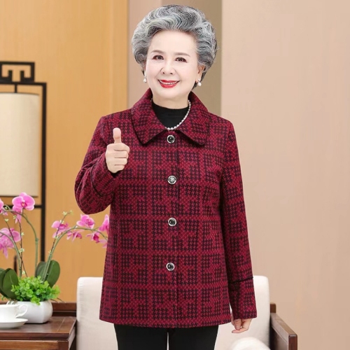 Mom Autumn and Winter Clothing Mink Fur Cotton Coat Female Fashionable Plaid Woolen Coat 2023 New Middle-Aged and Elderly