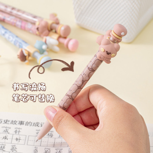 Creative Image Cute Pen Decompression Spring Pen Students Use Good-looking Press Gel Pen St Black Head Quick-Drying