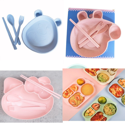 manufacturer wheat straw cute student cartoon children laser logo gift rice bowl activity gift tableware set