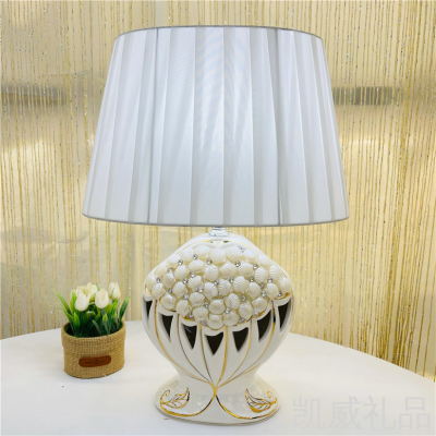 Table Lamp Home White Pottery Craft Table Lamp Modern Plug-in Ceramic Table Lamp