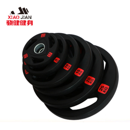 factory direct sales barbell piece barbell rubber-coated barbell piece three-hole piece