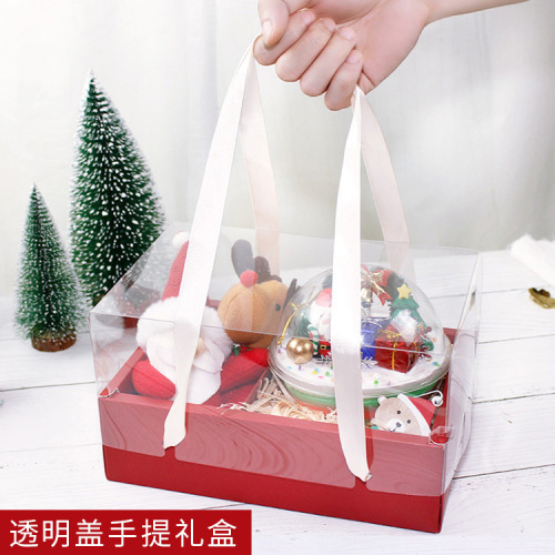 Online Celebrity Christmas New Year Packaging Gift Box Rectangular Creative Mousse Glutinous Rice Boat Dessert Transparent Portable Gift Box