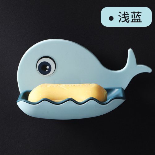 Whale Soap Box Soap Dish Cute Punch-Free Wall-Mounted Suction Cup Home Batoom Batoom Draining Ra 