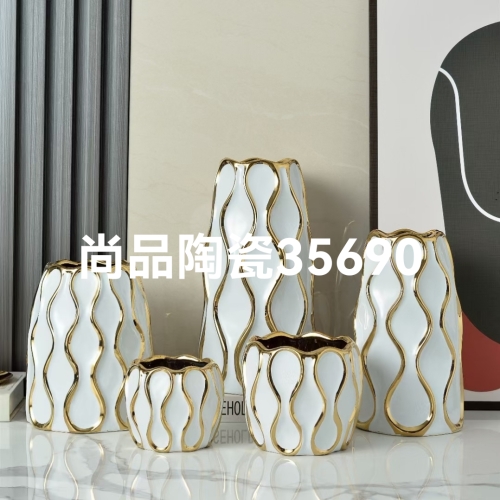 creative electroplating ceramic vase home decoration office desktop soft decoration crafts decoration