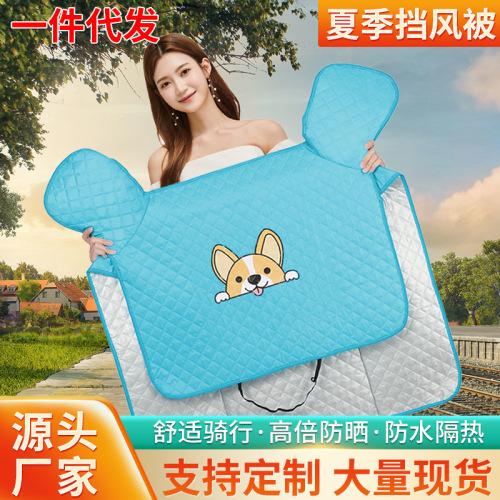 Summer Thin E-Bike Windshield Sun Protection Visor Electric Motorcycle Waterproof Windproof Windproof Quilt Wholesale