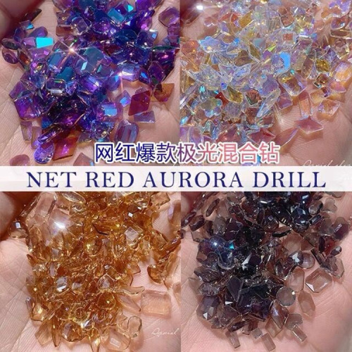 Nail Ornament Decorative Aurora Diamond Mesh Red Hot Aurora Diamond Laser Fancy Shape Diamonds 2022 New Warm Elf Same Style