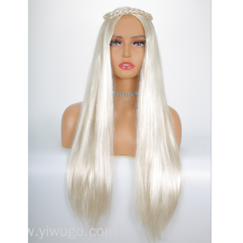 newlook women‘s casual wig straight white fairy wig factory wholesale