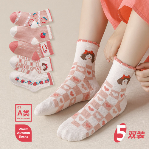 2022 new autumn children‘s socks wholesale cartoon boys girls socks mid-calf socks autumn and winter children‘s cotton socks